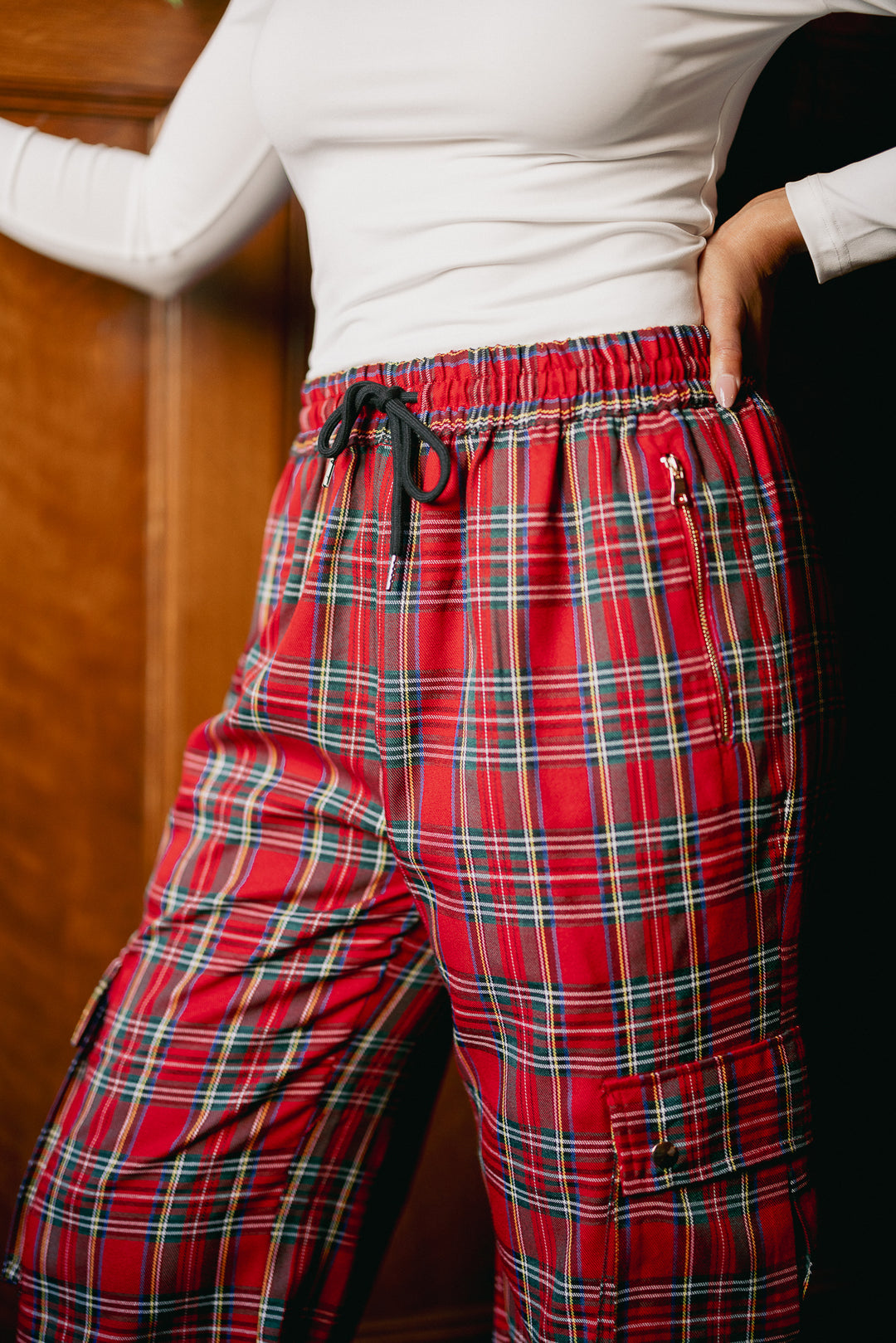 Nicole Cargo Pants in Holiday Plaid