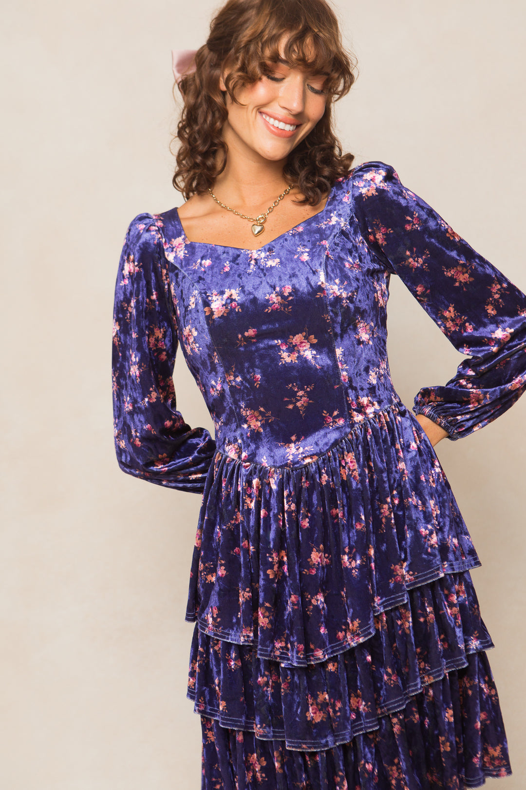 Nikki Dress in Velvet Floral