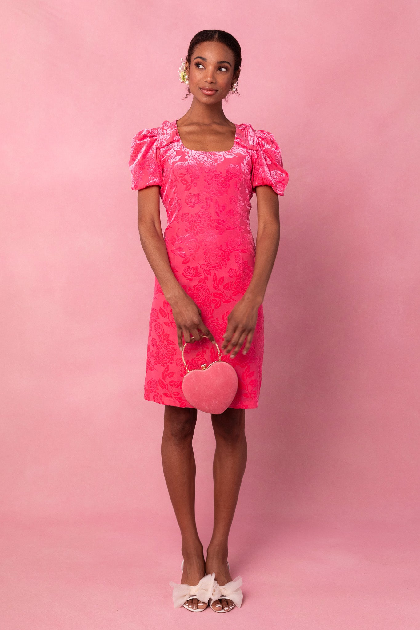 Nina Bow Dress in Pink Velvet - FINAL SALE – Ivy City Co