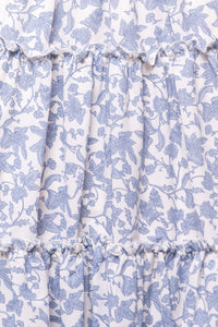Ophelia Dress in Blue Floral Toile