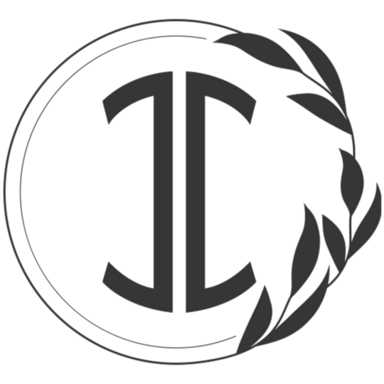 The re:do Ivy Package Protection logo is circular, with two black stylized J shapes facing outwards, framed by a thin circle and accented by abstract black leaves on the right side.
