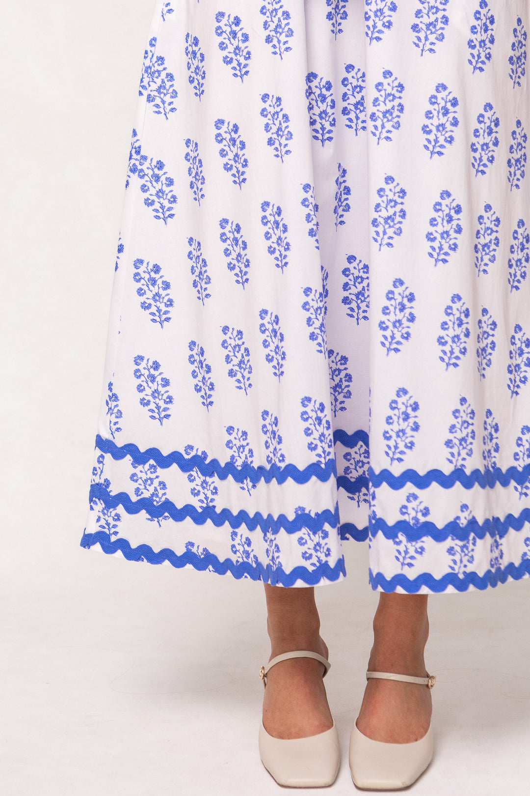 Palmer Dress in Blue Block Print