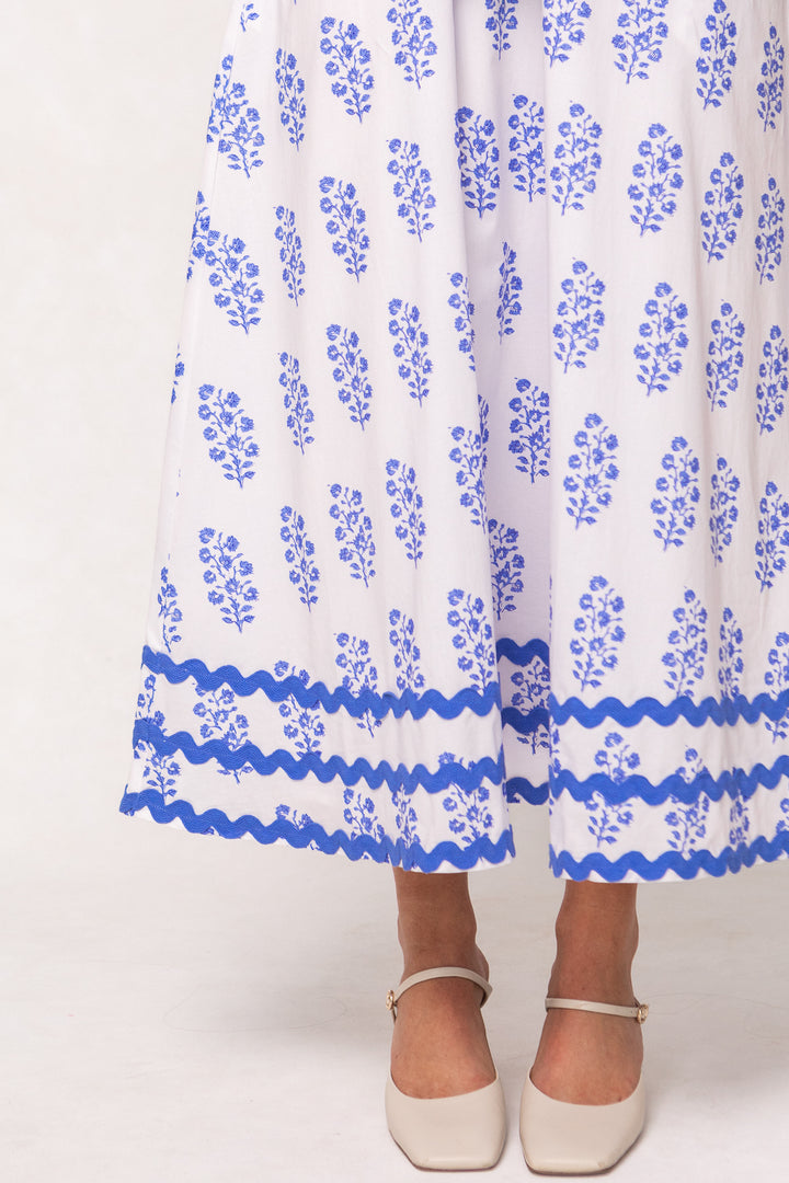 Palmer Dress in Blue Block Print