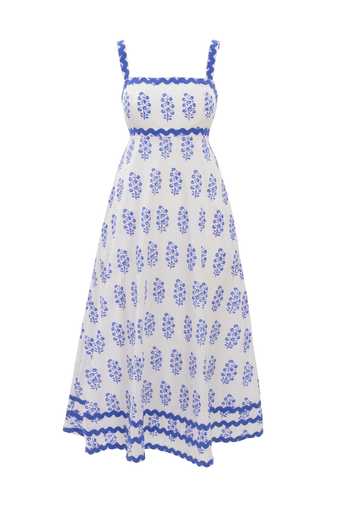 Palmer Dress in Blue Block Print