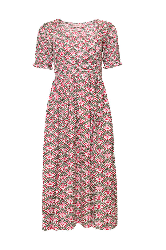 Floral patterned dress on a white background