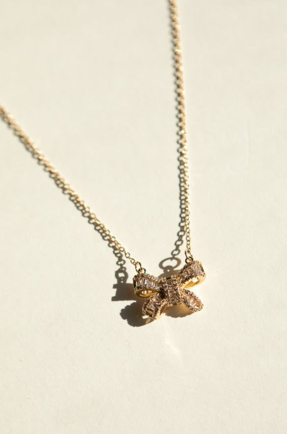 Pavé Bow Necklace