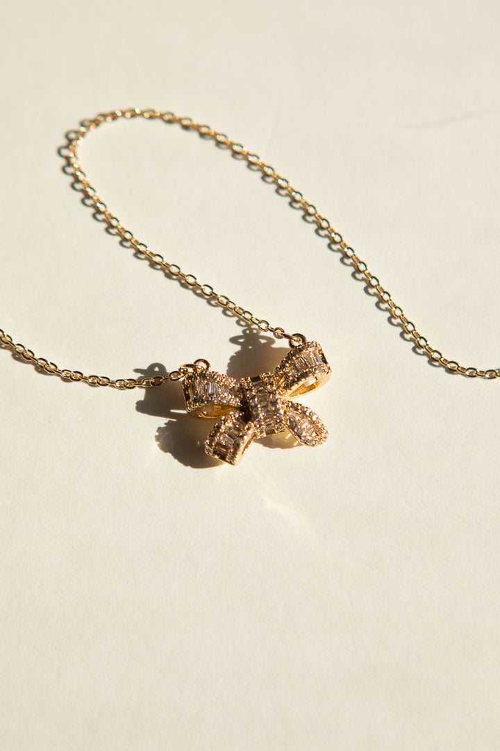 Pavé Bow Necklace