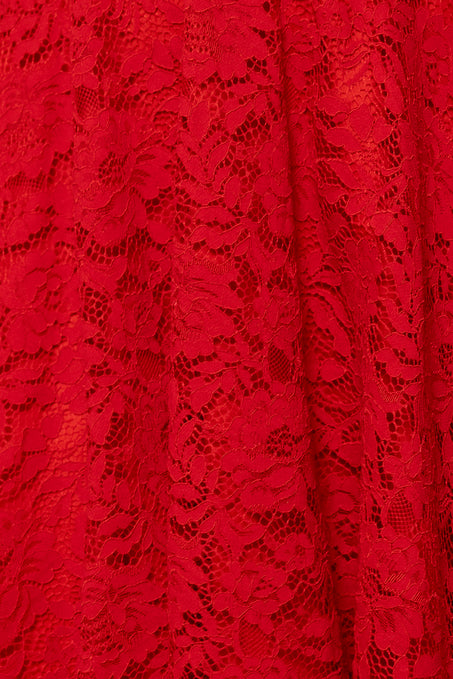 Close-up of red lace fabric