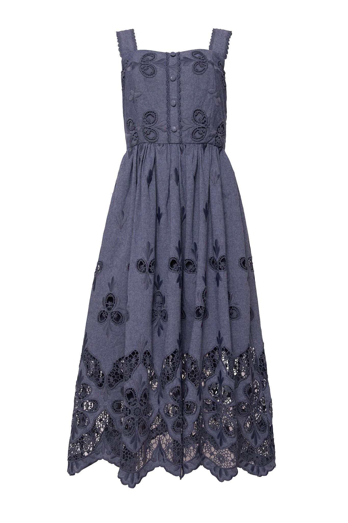 Penny Tank Midi Dress in Embroidered Chambray – Ivy City Co