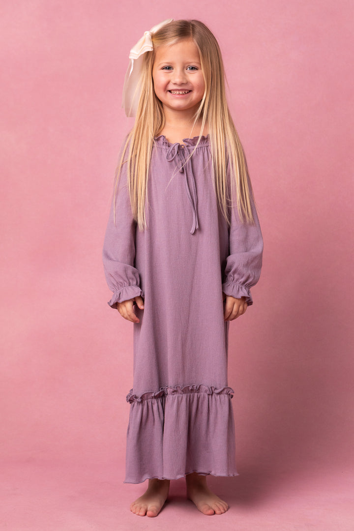 Mini Petra Long Sleeve Night Dress in Purple