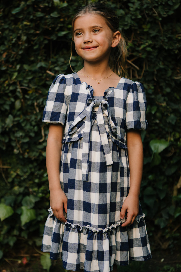 Mini Picnic Dress in Navy Gingham - FINAL SALE