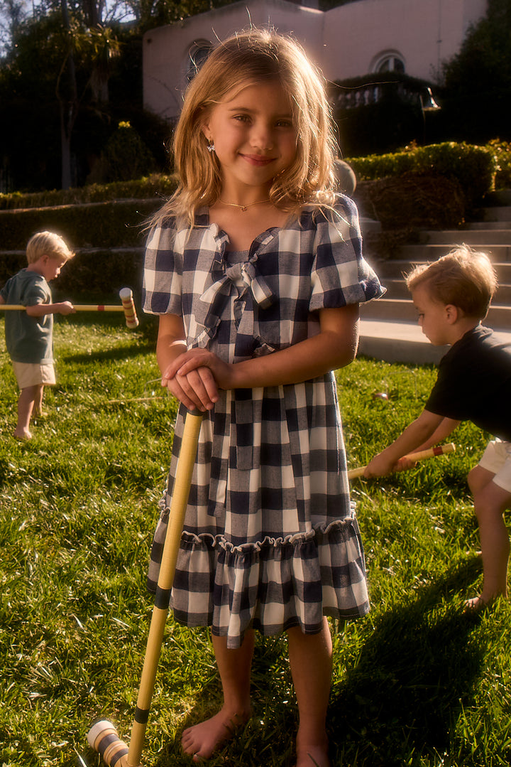 Mini Picnic Dress in Navy Gingham - FINAL SALE