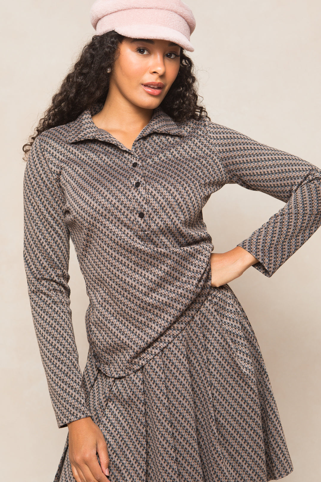 Piper Blouse in Houndstooth