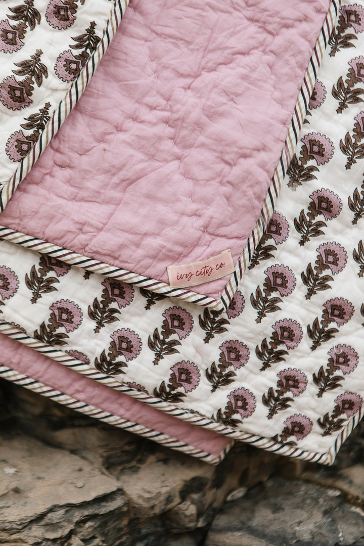 Reversible Blanket in Marjorie Block Print