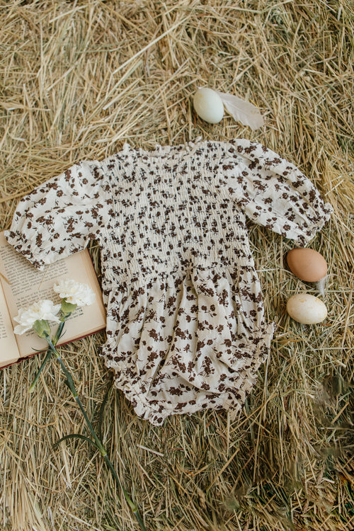 Baby Presley Romper in Cream Floral