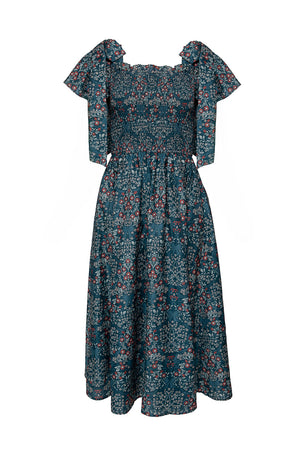 Rayna Dress in Teal Ribboned Garden