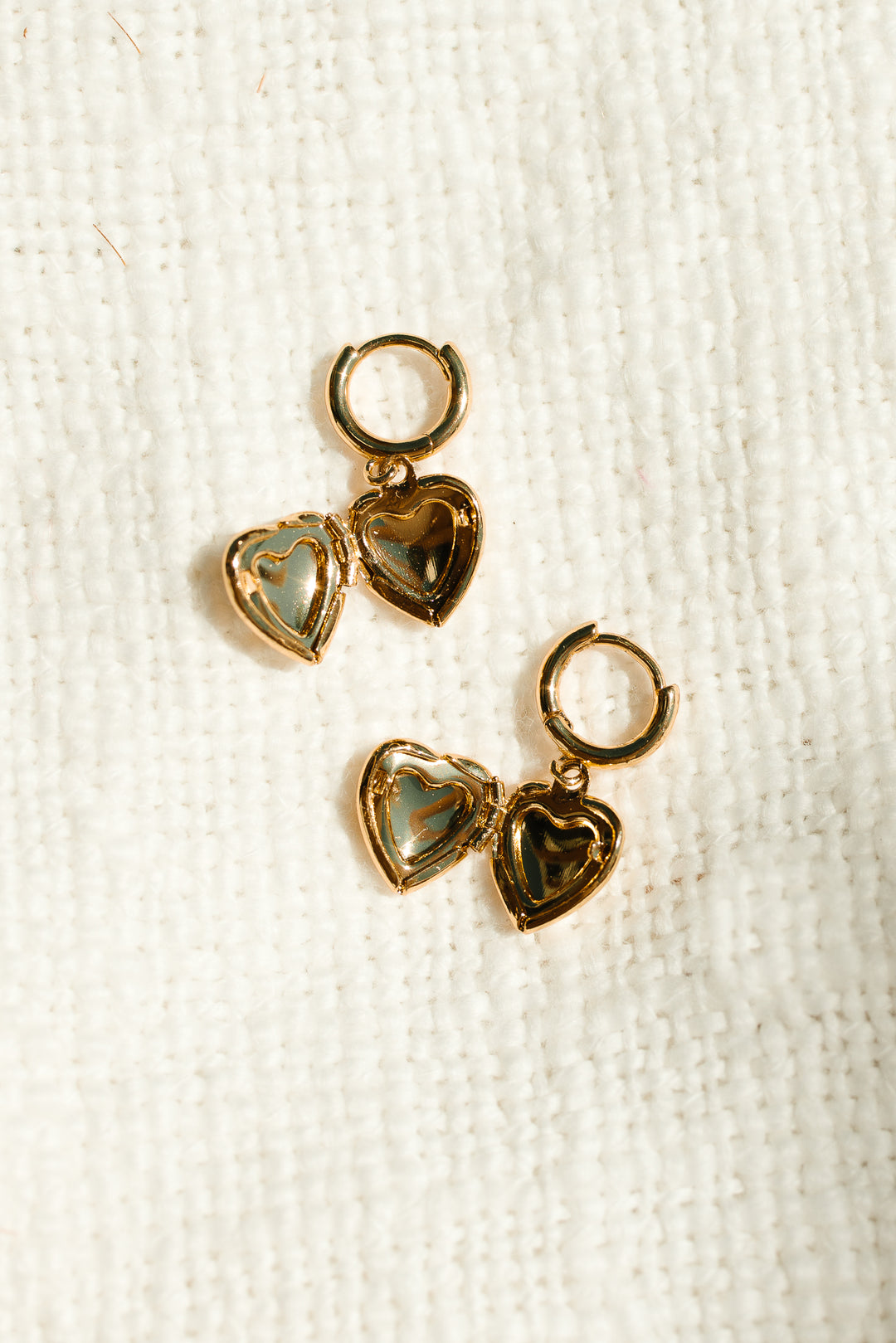 Heart Locket Hoop Earrings