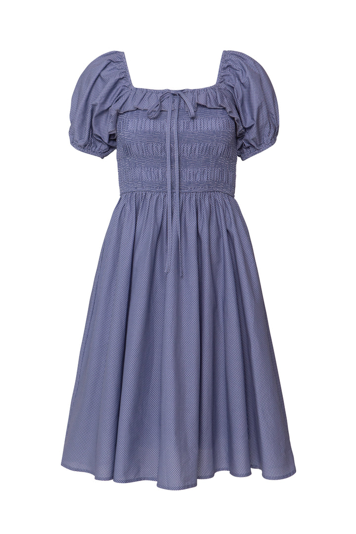 Rae Dress in Blue Polka Dot