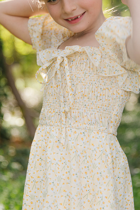 Mini Rae Dress in Yellow Floral