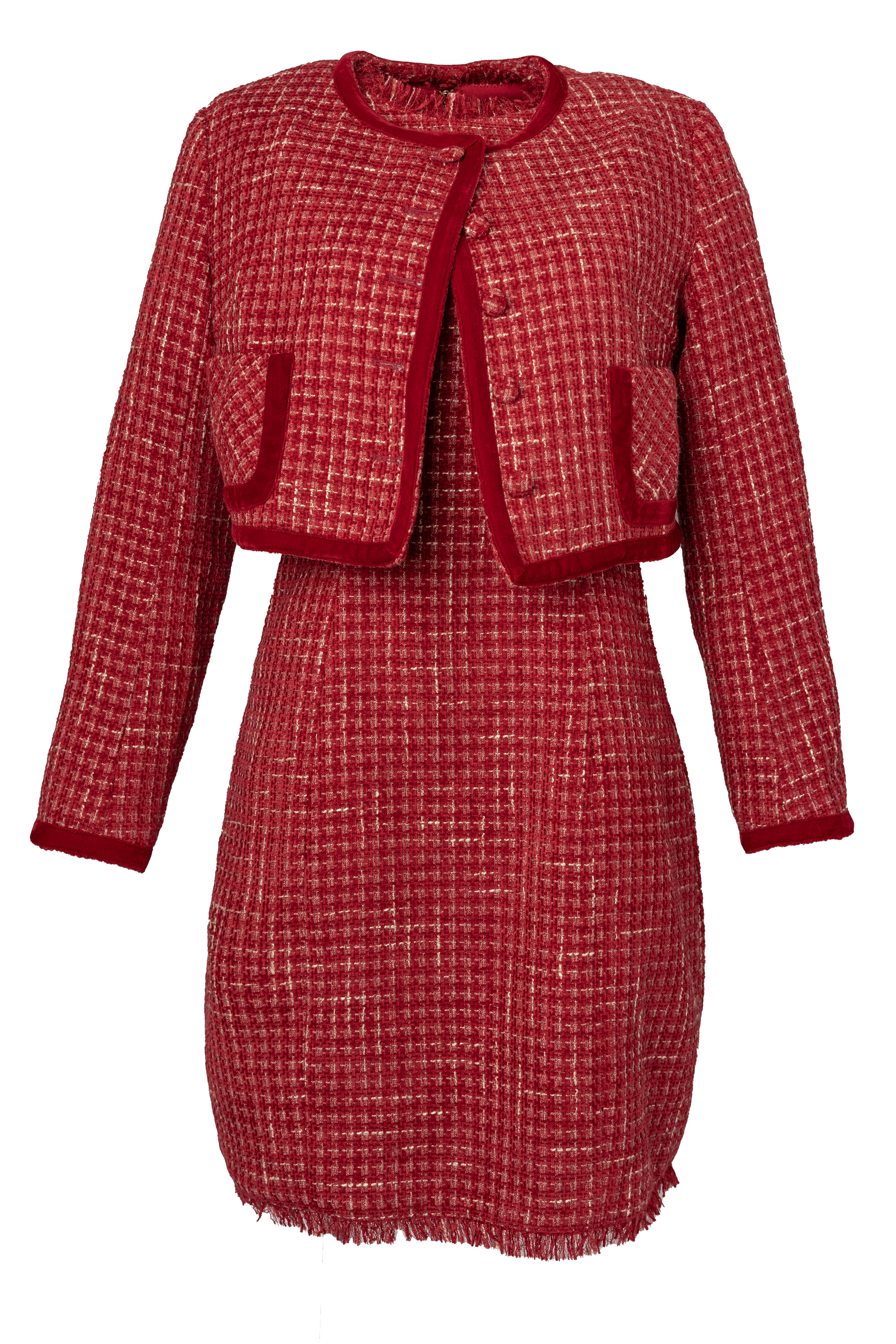 Reese Jacquard Dress in Red