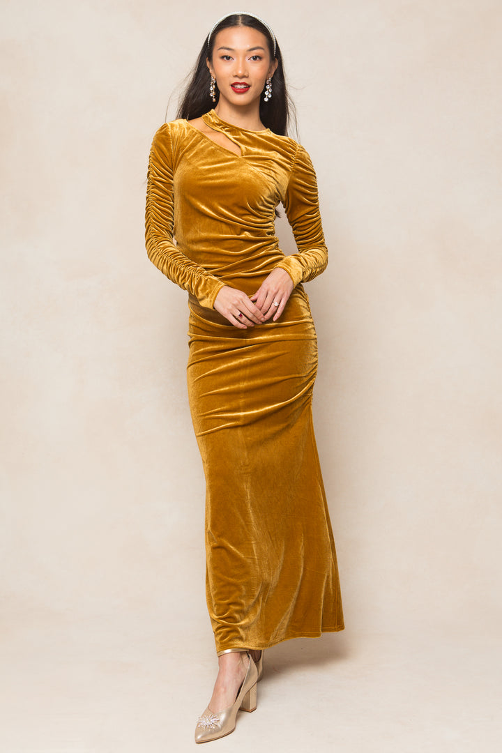 Romance Me Dress in Gold