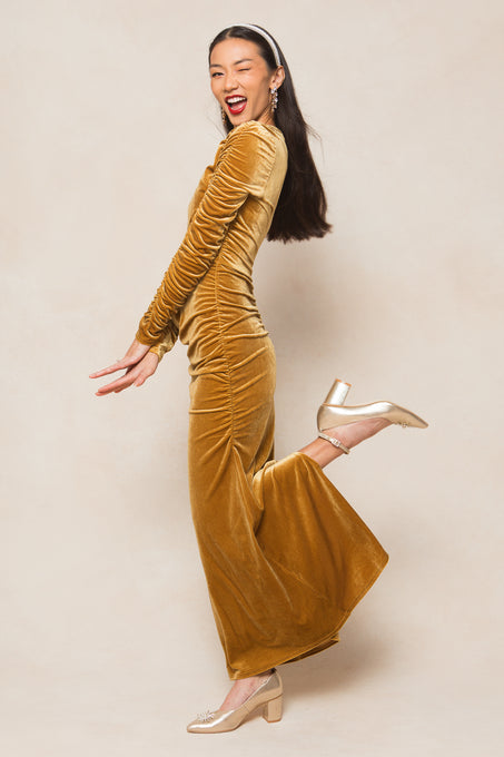 Romance Me Dress in Gold