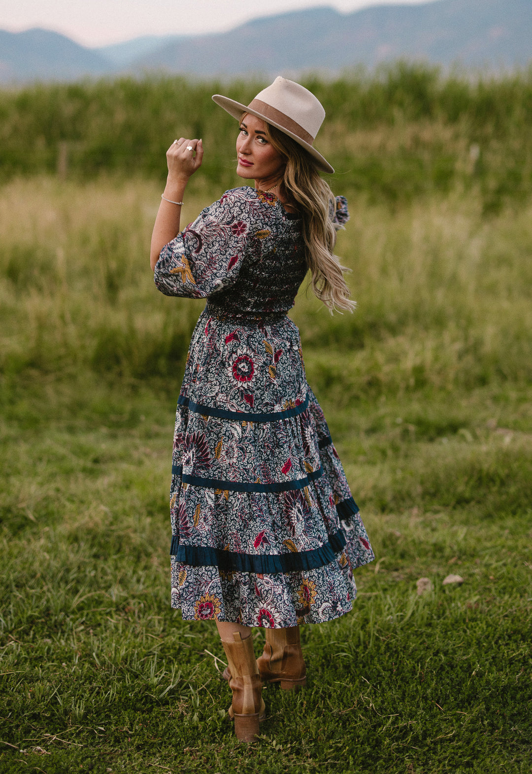 Roselyn Dress in Navy Floral