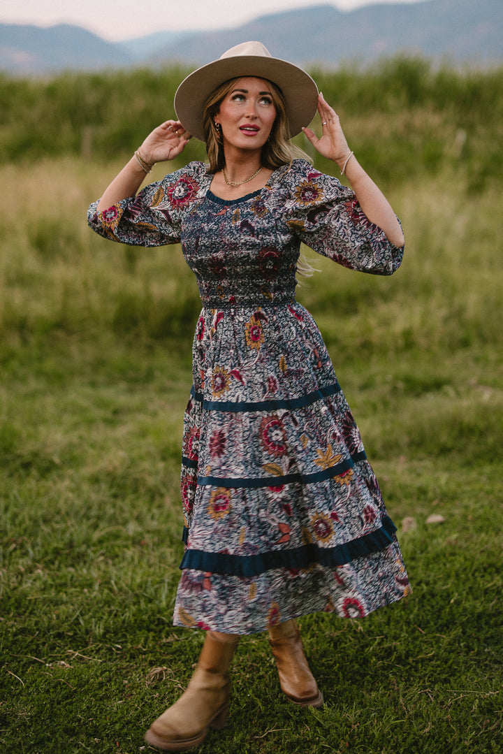 Roselyn Dress in Navy Floral