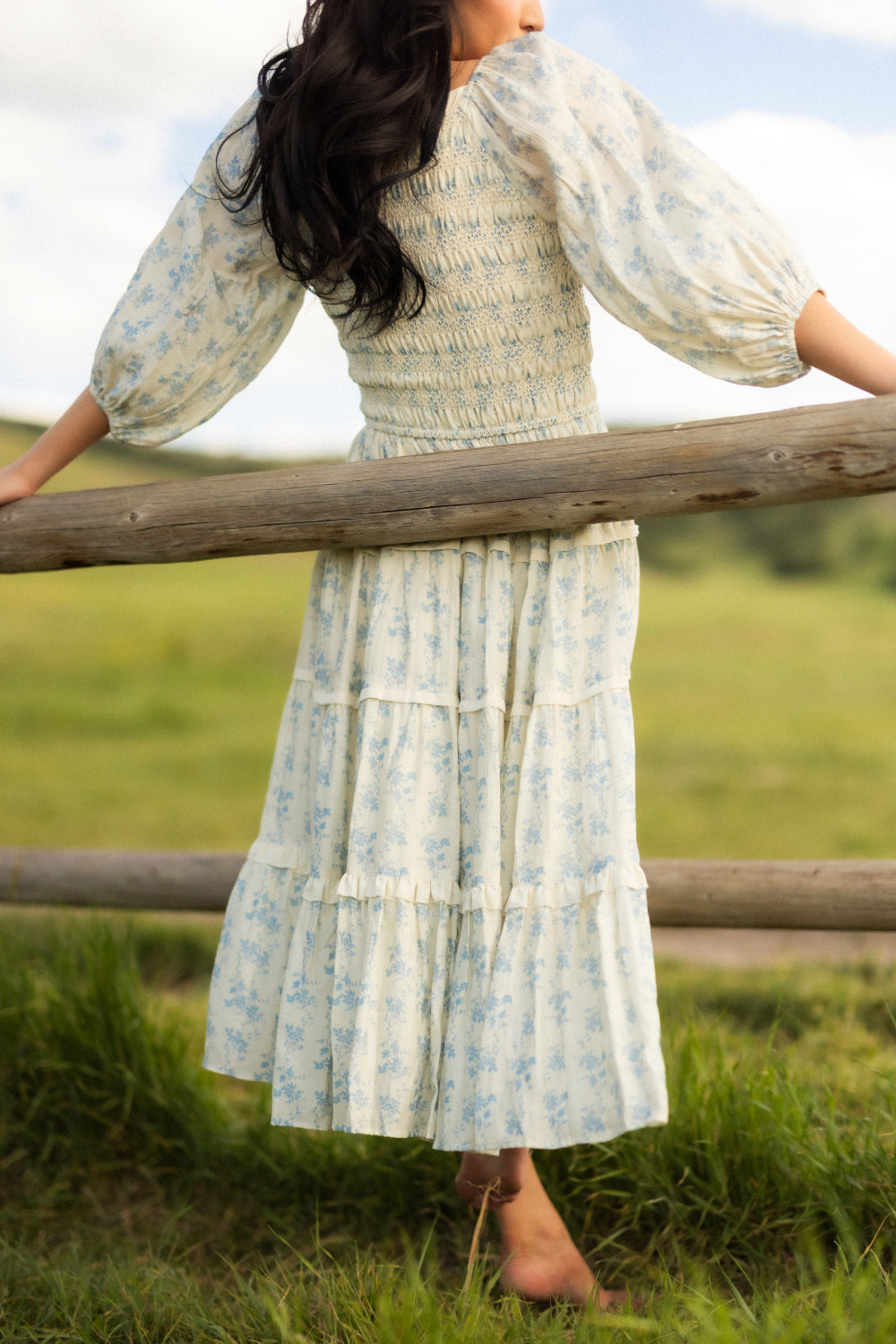 Roselyn Dress in Ivory Porcelain Fleur-3