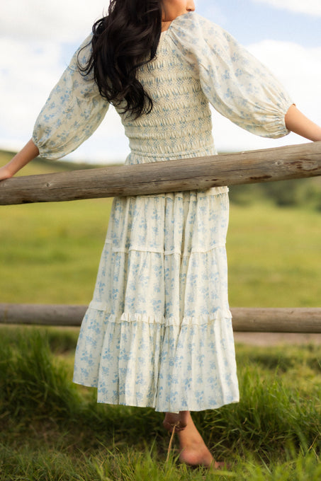 Roselyn Dress in Ivory Porcelain Fleur-3