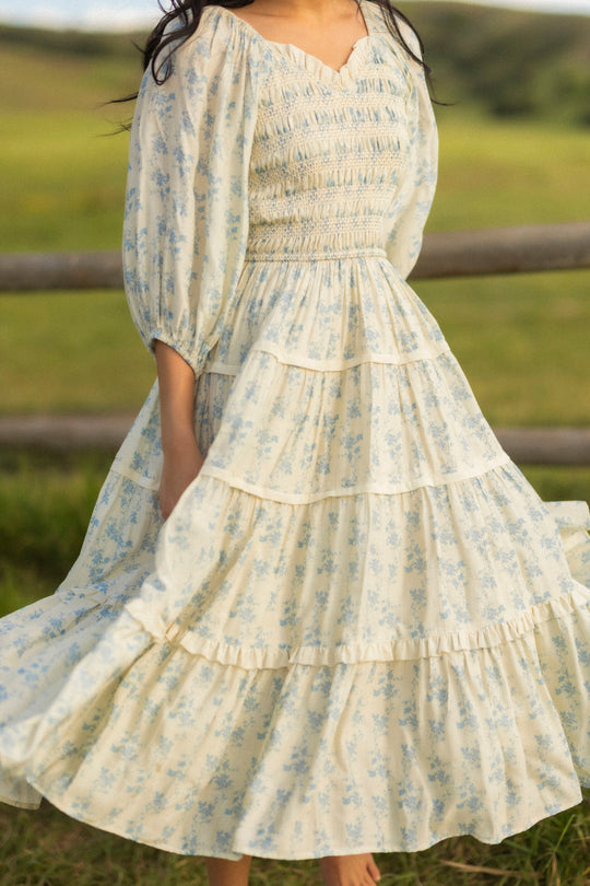 Roselyn Dress in Ivory Porcelain Fleur-4