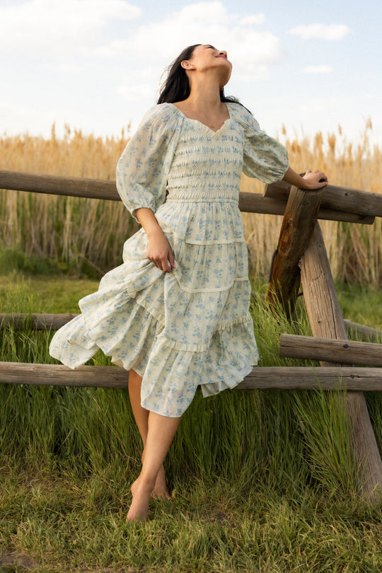 Roselyn Dress in Ivory Porcelain Fleur-9
