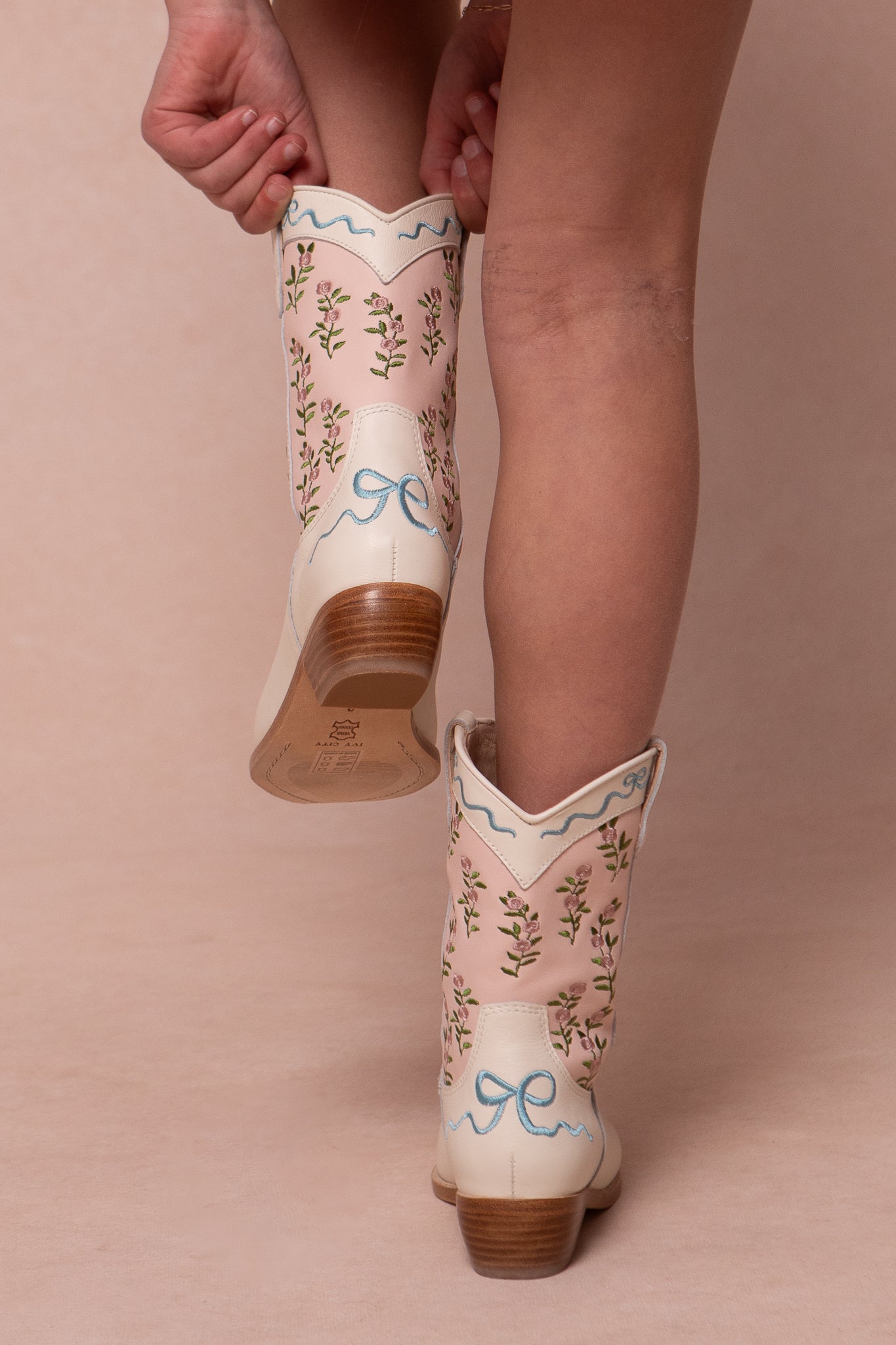 Mini Rosemary Cowgirl Boots in Cream & Pink – Ivy City Co