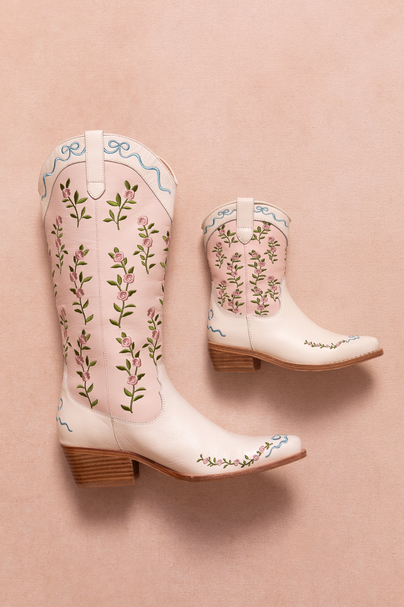 Mini Rosemary Cowgirl Boots in Cream & Pink – Ivy City Co