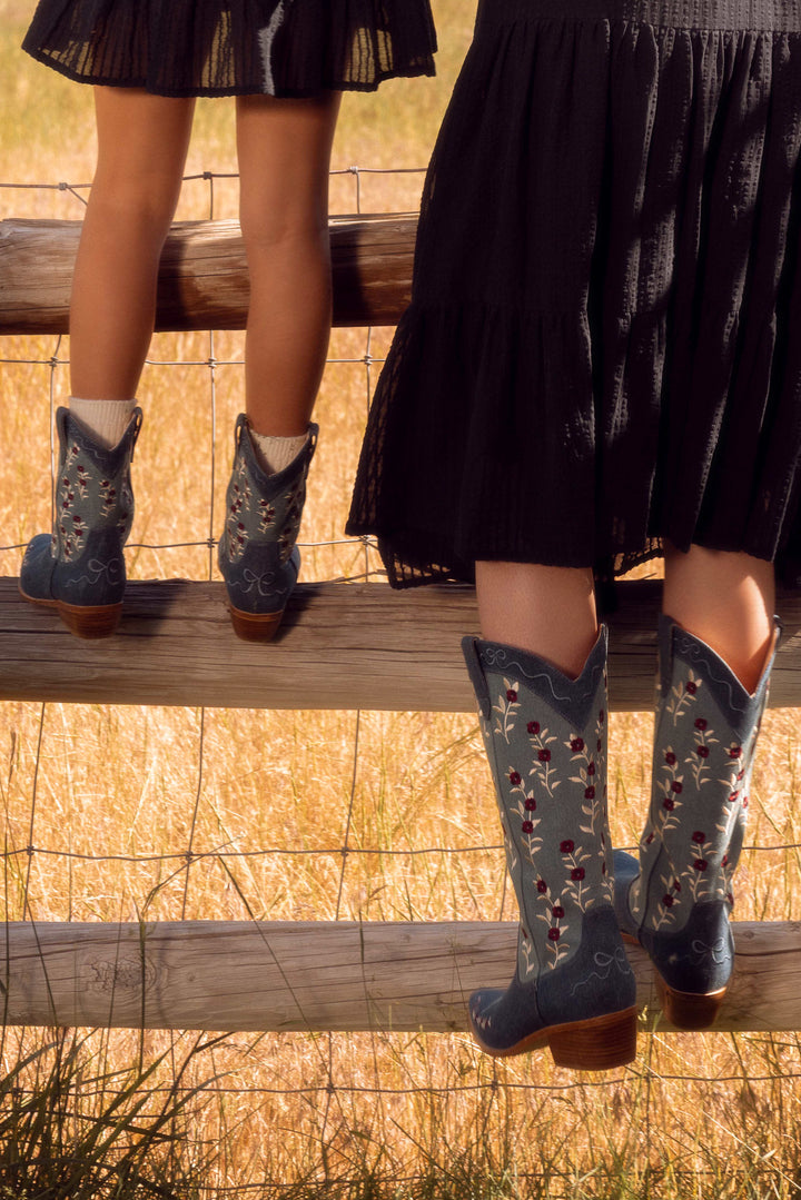 Mini Rosemary Cowgirl Boots in Denim - FINAL SALE