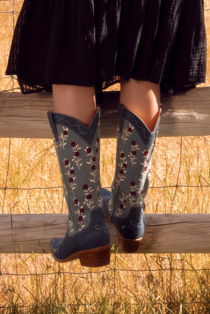 Rosemary Cowgirl Boots in Denim