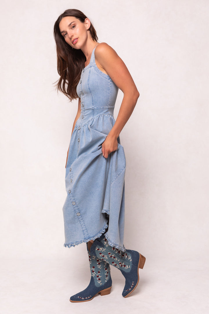 Rosemary Cowgirl Boots in Denim