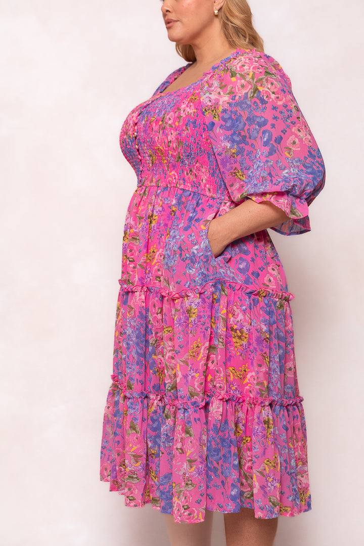 Rowan Dress in Pink Floral