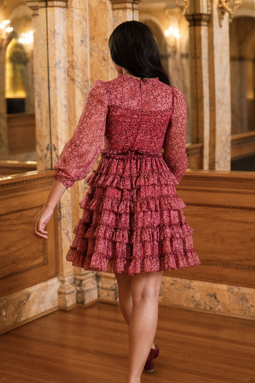Samantha Dress in Garnet Merry Ditsy