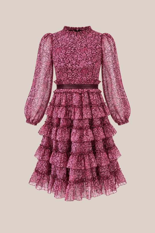 Samantha Dress in Garnet Merry Ditsy