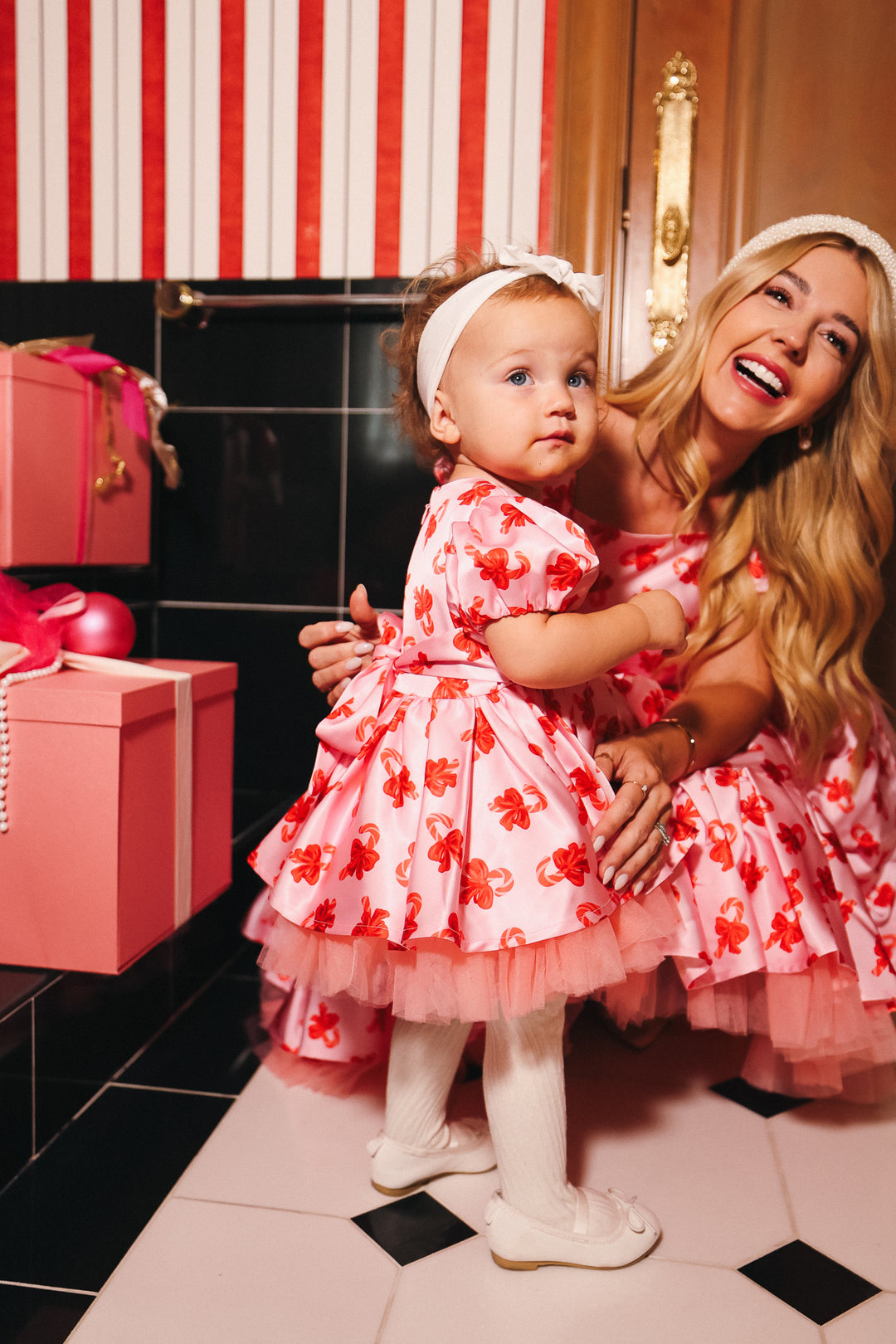 Baby Scottie Dress in Candy Canes