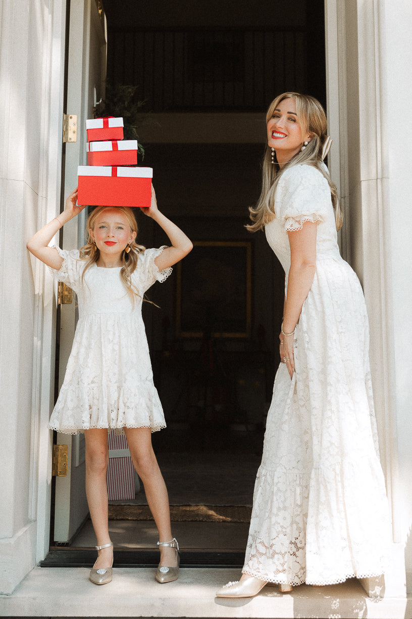 Mini Secret Garden Dress in White Lace