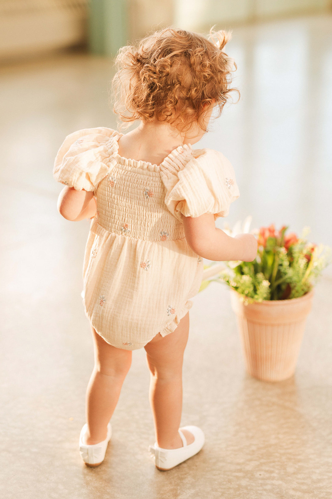 Baby Serendipity Romper in Cream Floral