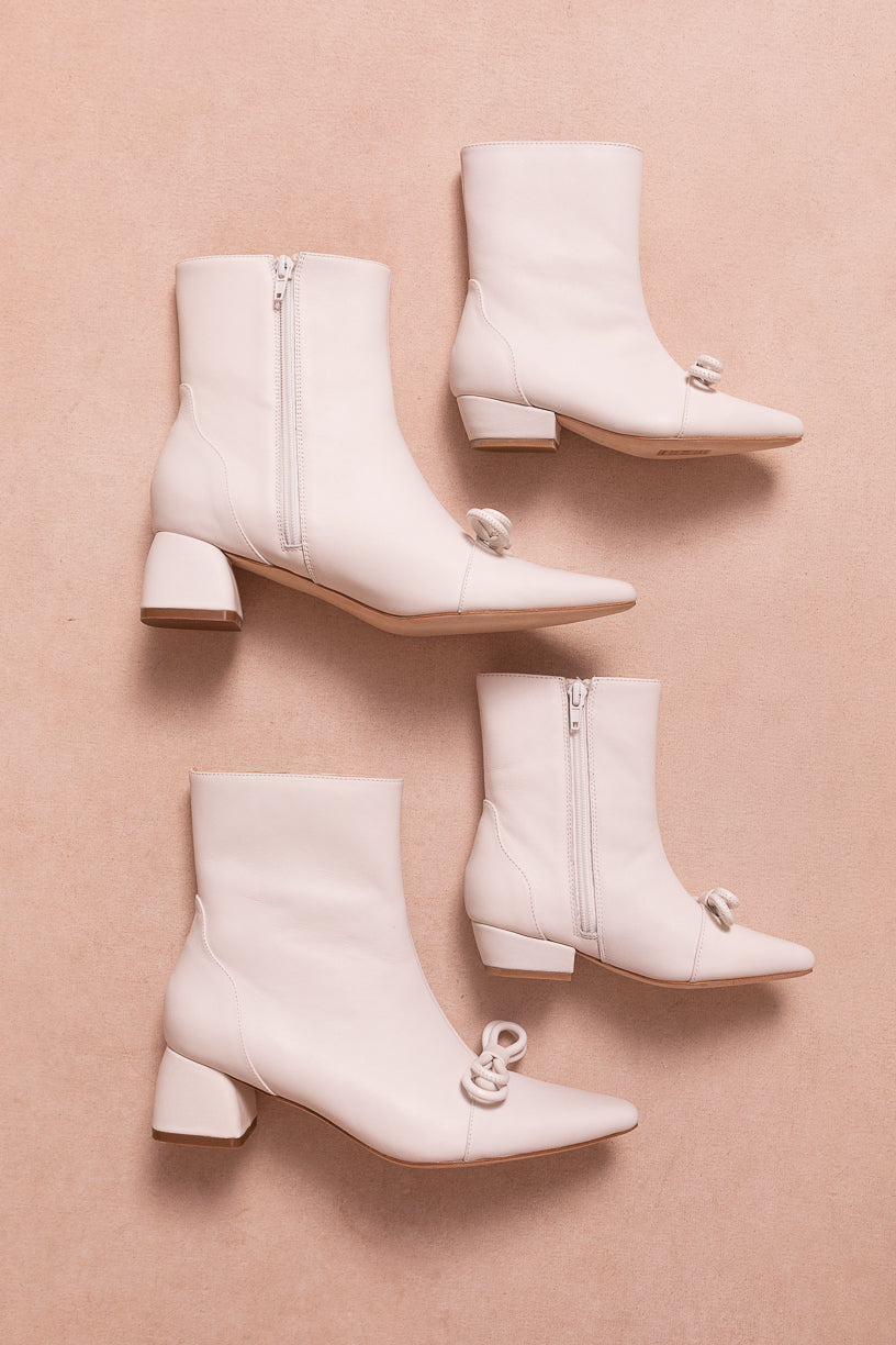 Ivy Bow Ankle Boot in White