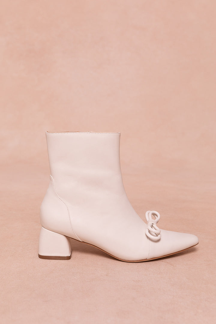 Ivy Bow Ankle Boot in White