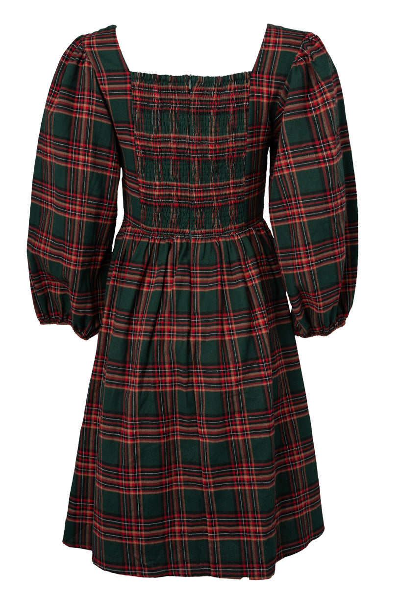 Margo Short Dress in Green Plaid