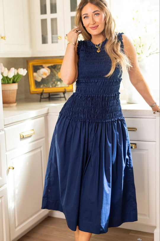 bright navy blue dress Navy Blue Ruffled Tie-Back Maxi Dress | Womens | 2X (Available in 1X, M, L) | 100% Polyester | Lulus