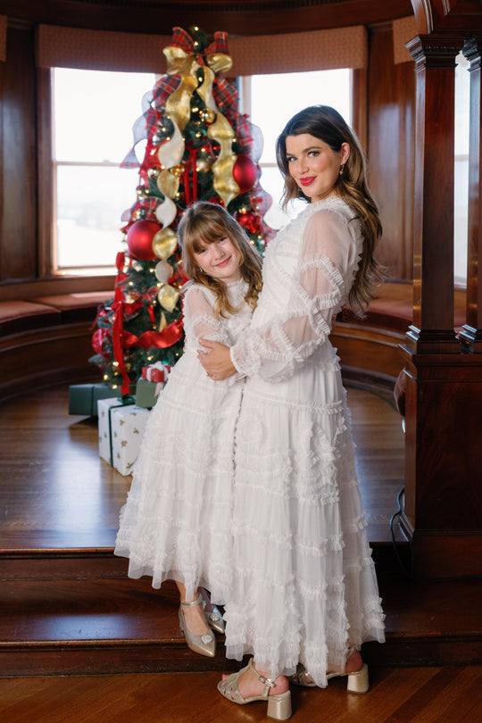 ivory christmas dress Sinead in Gilded Tulle Inner polyester lining.