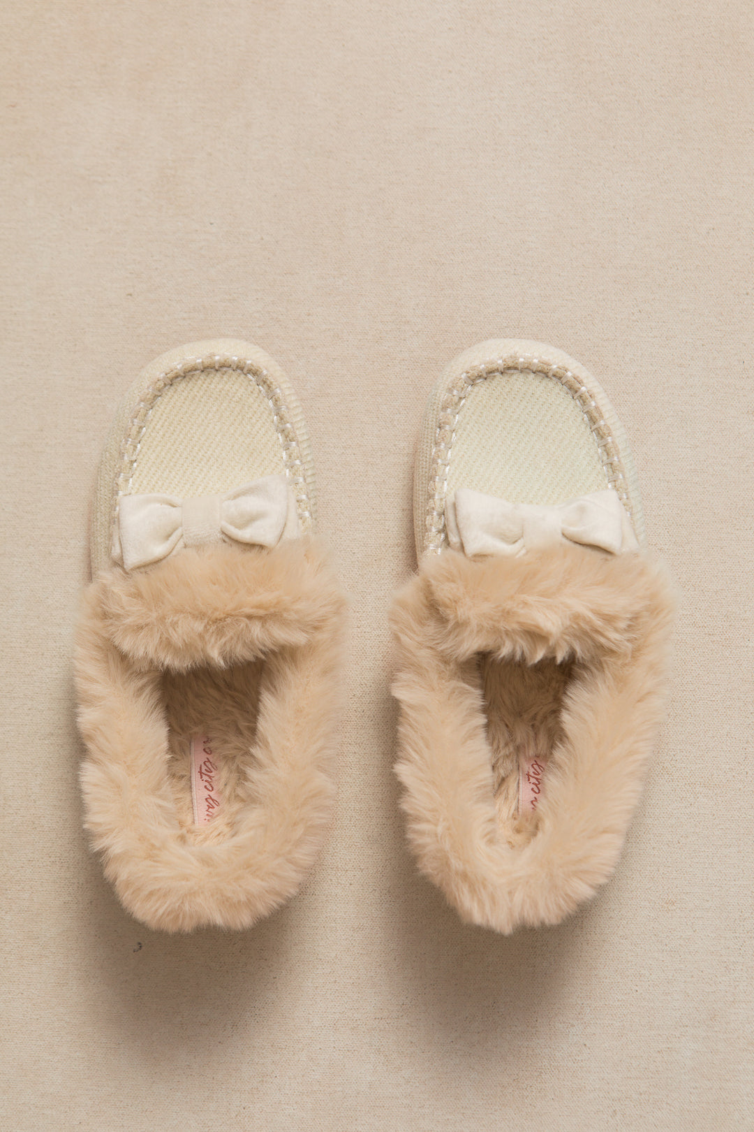 Mini Ivy Bow Slippers in Cream