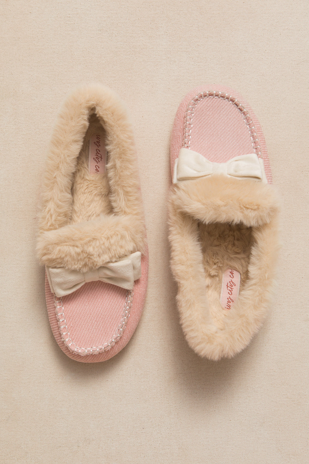 Ivy Bow Slippers in Pink